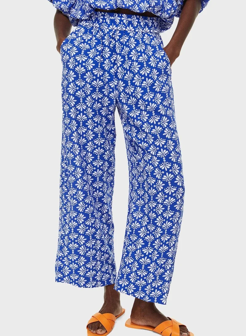 H&M Floral Print High Waist Pants